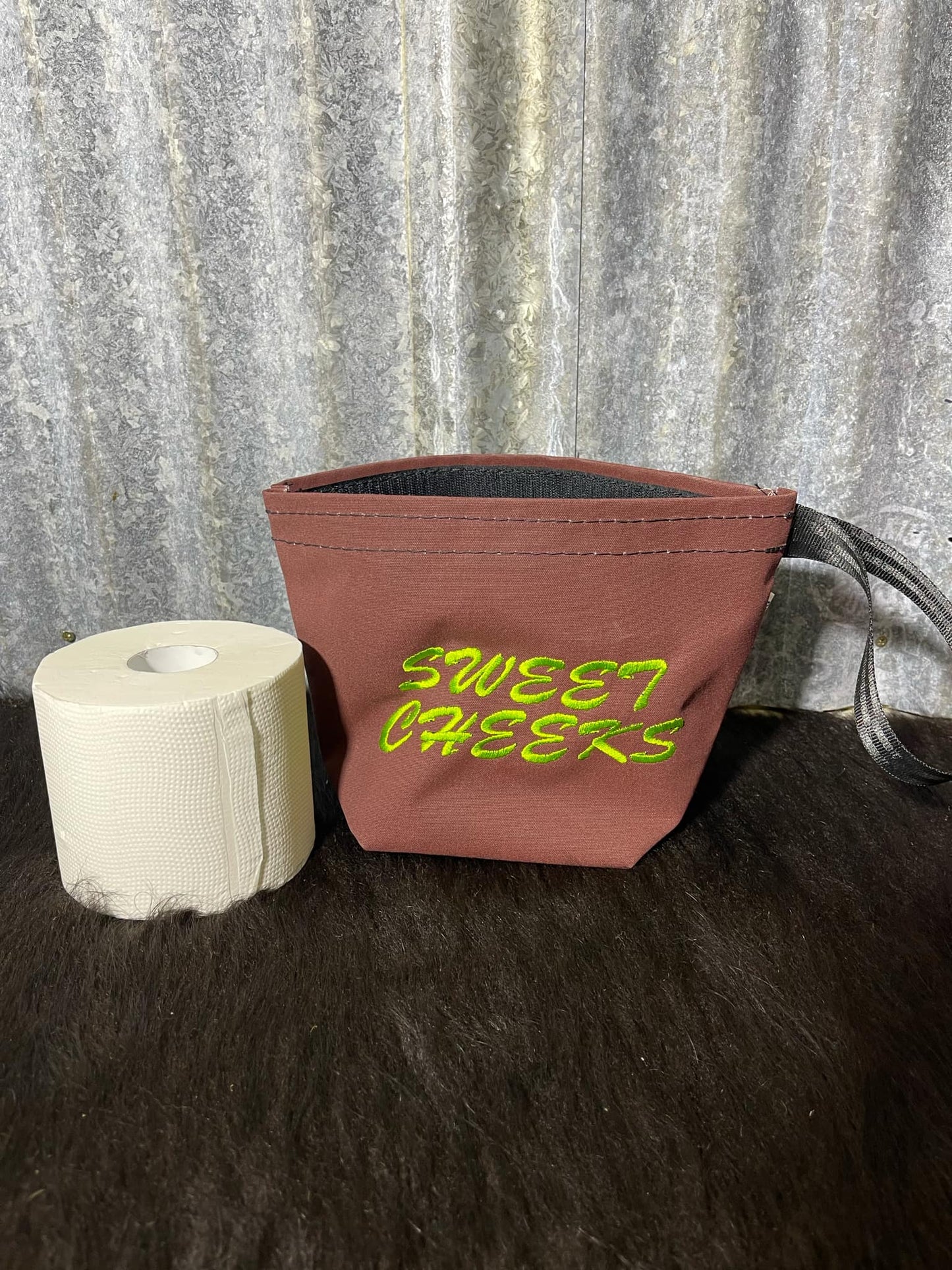 Embroidered Canvas Toilet Roll Bag.