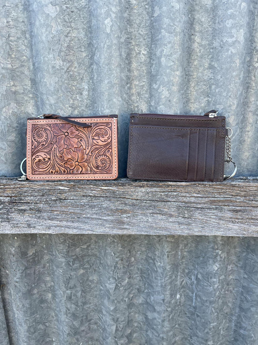 Tooling Leather and Cowhide Key/ Card Case plain