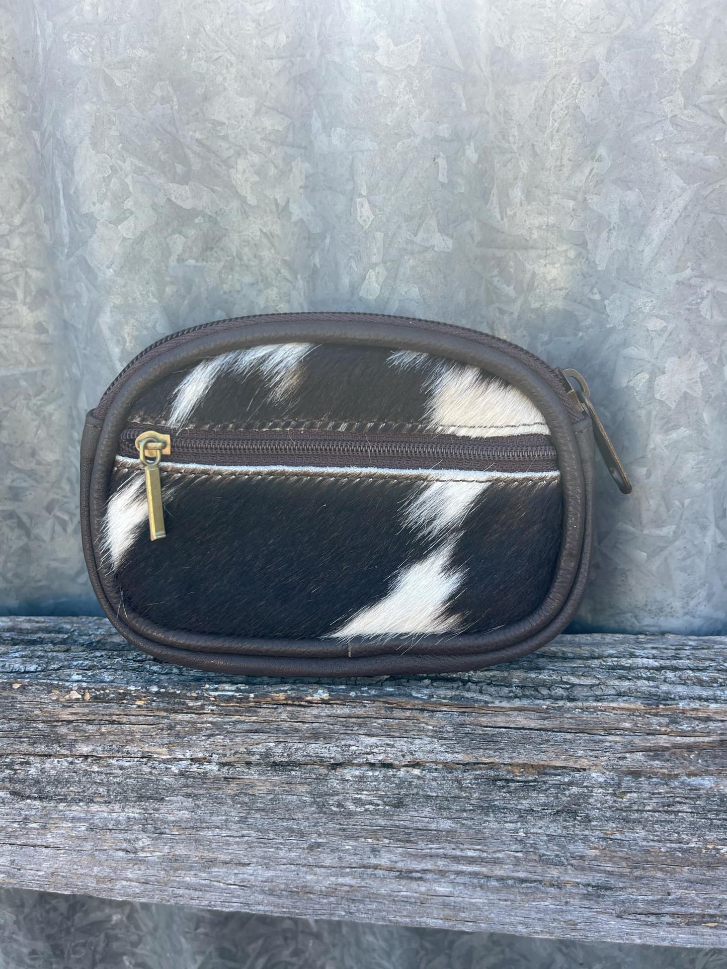 Cowhide Zippered Card Case