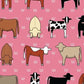 Red Tractor farm Swag Blanket - pink cows