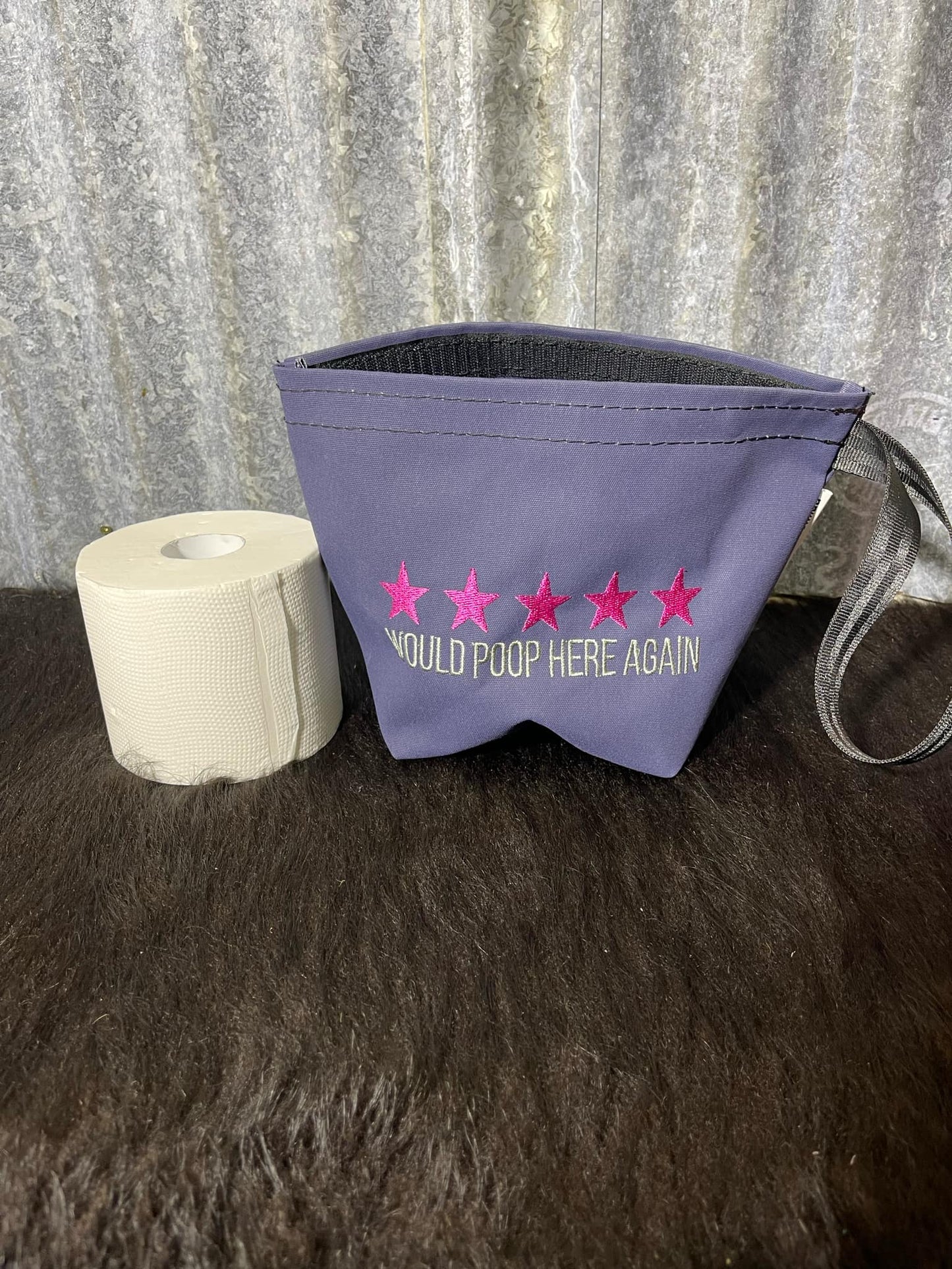 Embroidered Canvas Toilet Roll Bag.