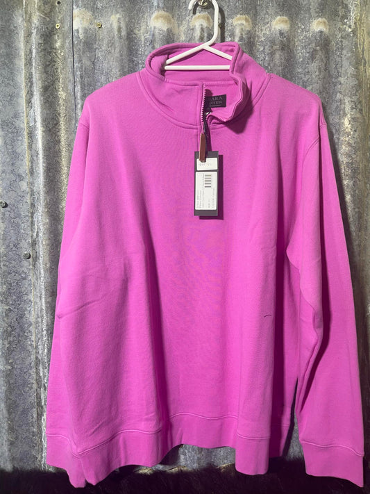 Pilbara Women's Classic Zipper C/F Fleece Pullover - Flamingo