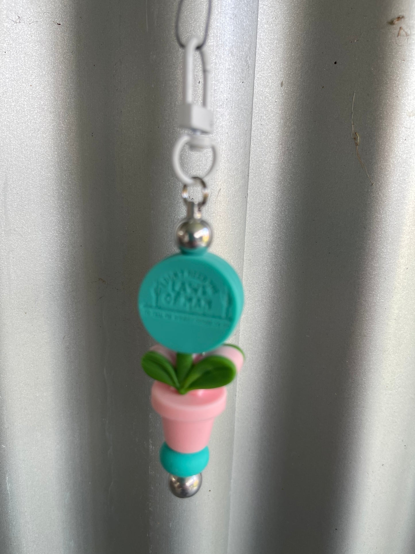 Keyring, beaded - I don’t need the laws of man flower pot.