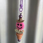 Keyring, beaded - pink cowboy