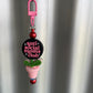 Keyring, beaded - anti social moms club flower pot.