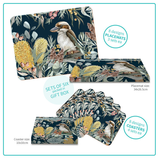 Lisa Pollock placemats and coasters set. - Bush Guardian