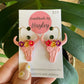 Earrings - Boho Cow Skull Dangles - Pink Floral