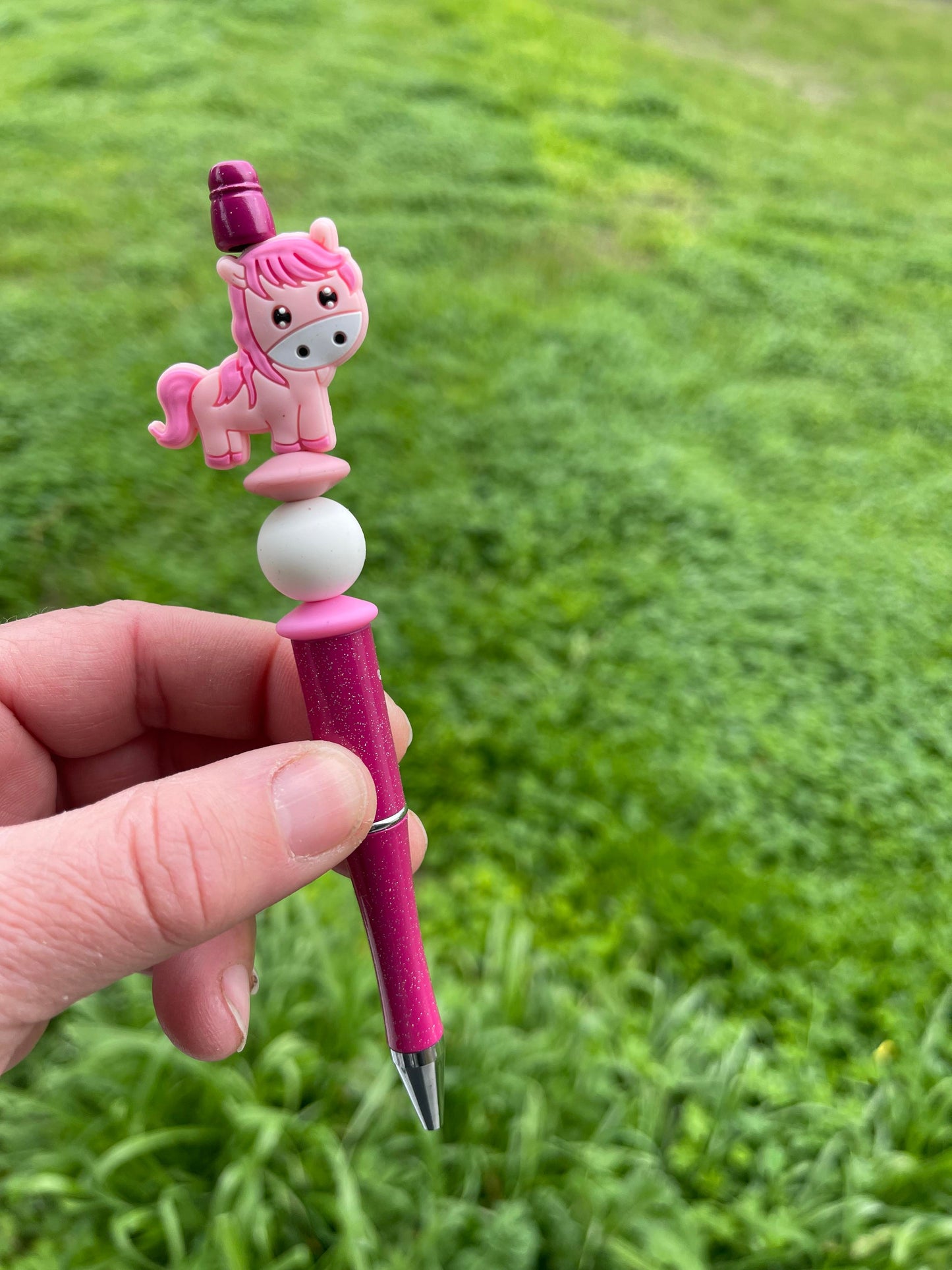 Pink Pony pink beaded pen
