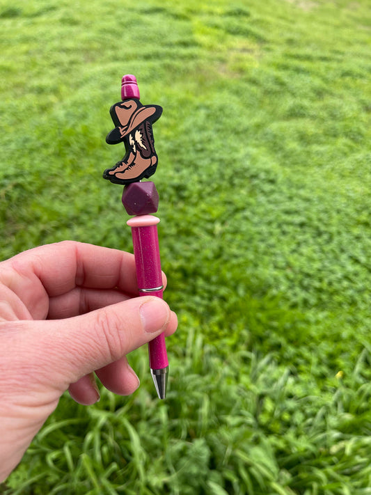 Blame it all on my roots pink beaded pen