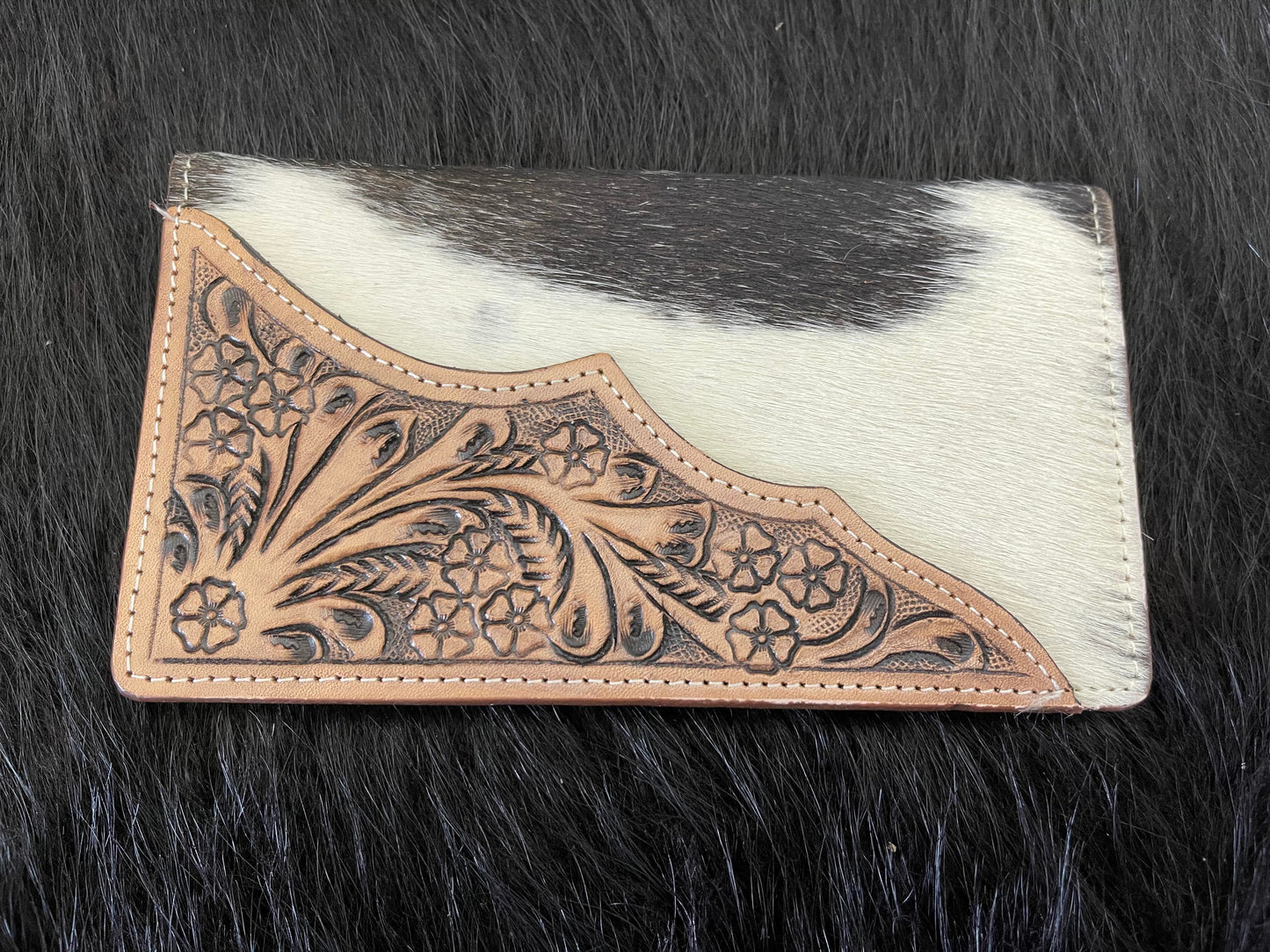 Tooling Leather Slim Cowhide Wallet – Calama BROWN AND WHITE