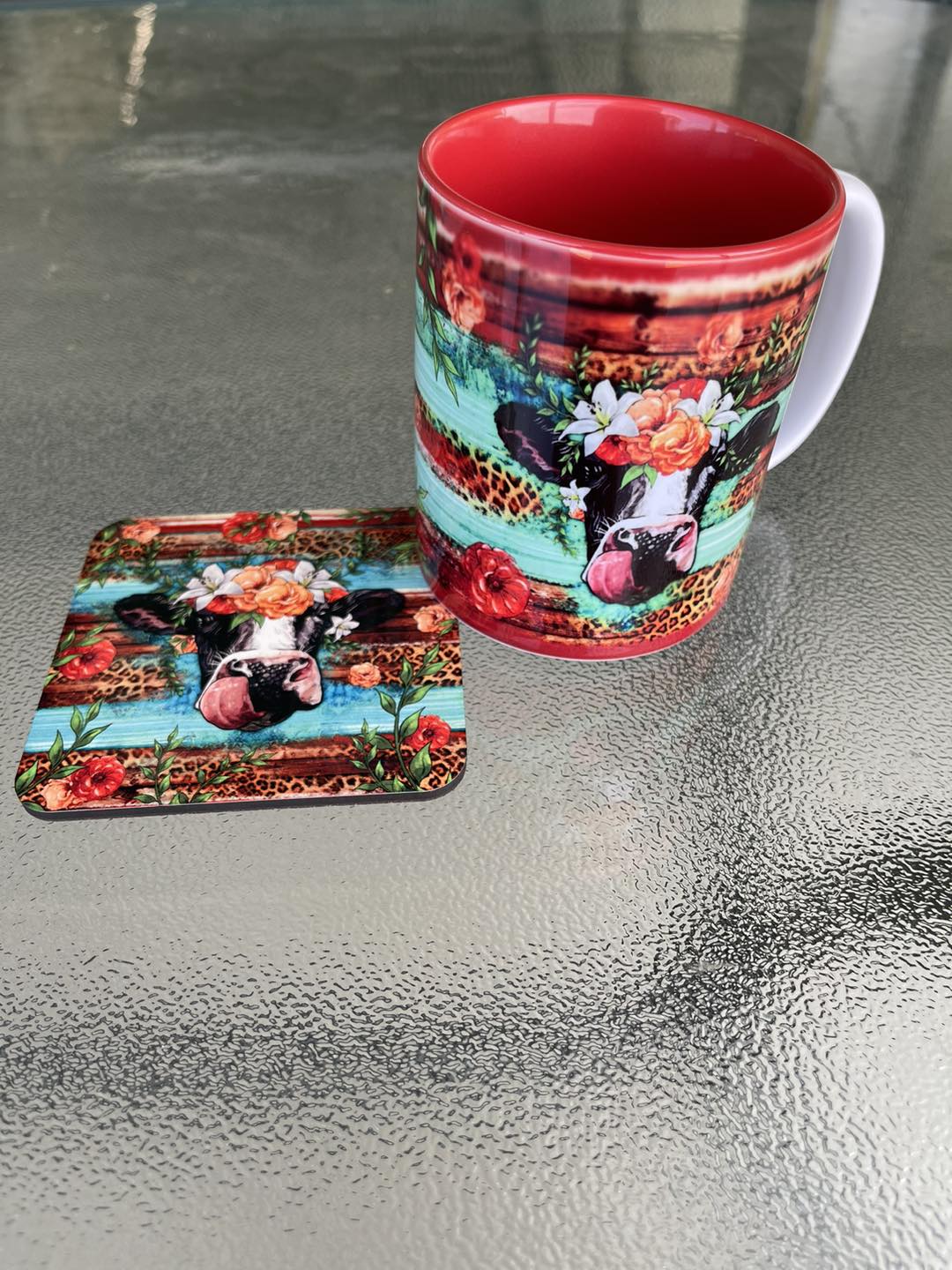 Printed Mug and coaster set. - Friesian Cow