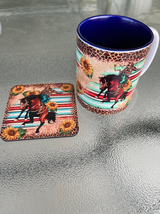 Printed Mug and coaster set. - Bronco