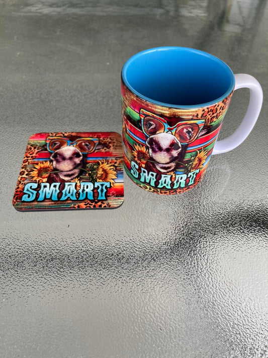 Printed Mug and coaster set- Smart Ass