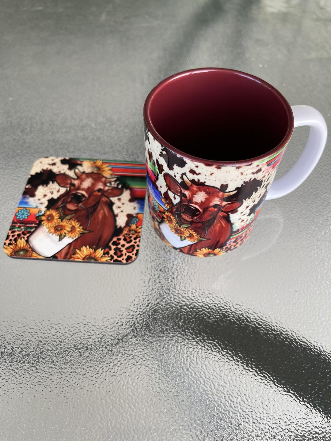 Printed Mug and coaster set. - Calf