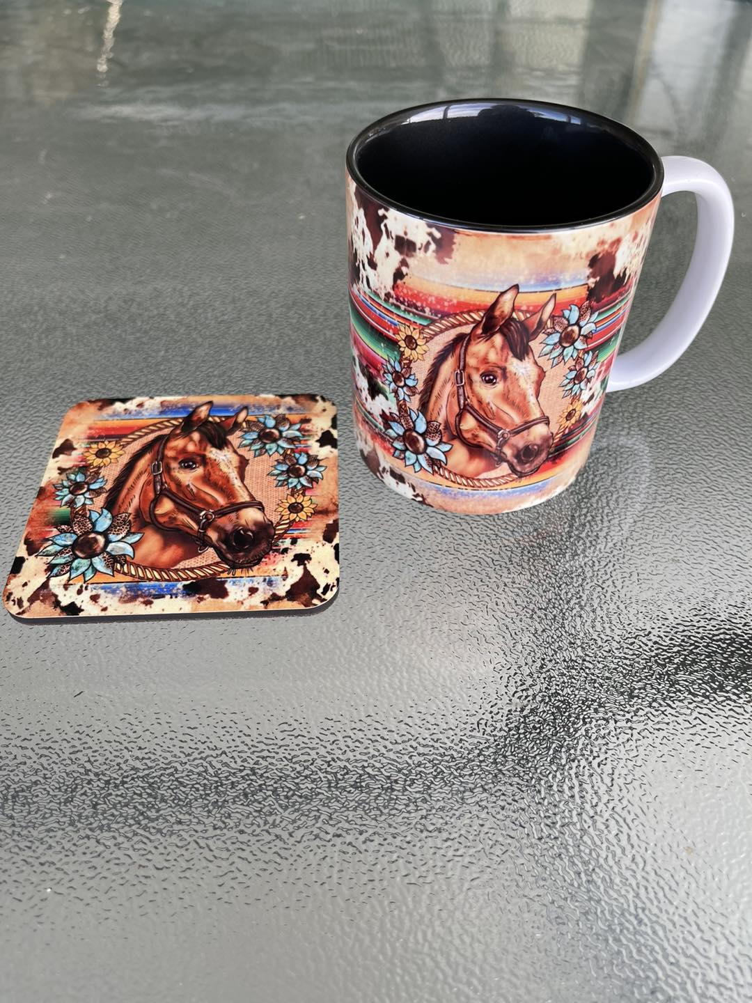 Printed Mug and coaster set. - Buckskin Horse