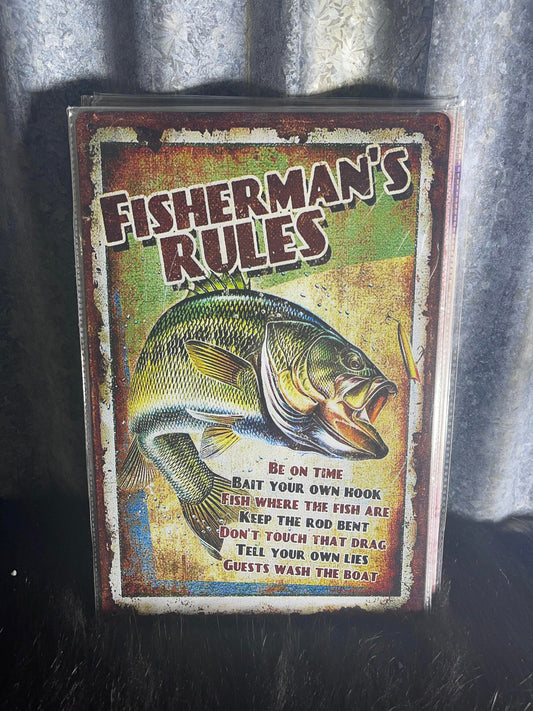 Tin Sign - Fisherman's rules