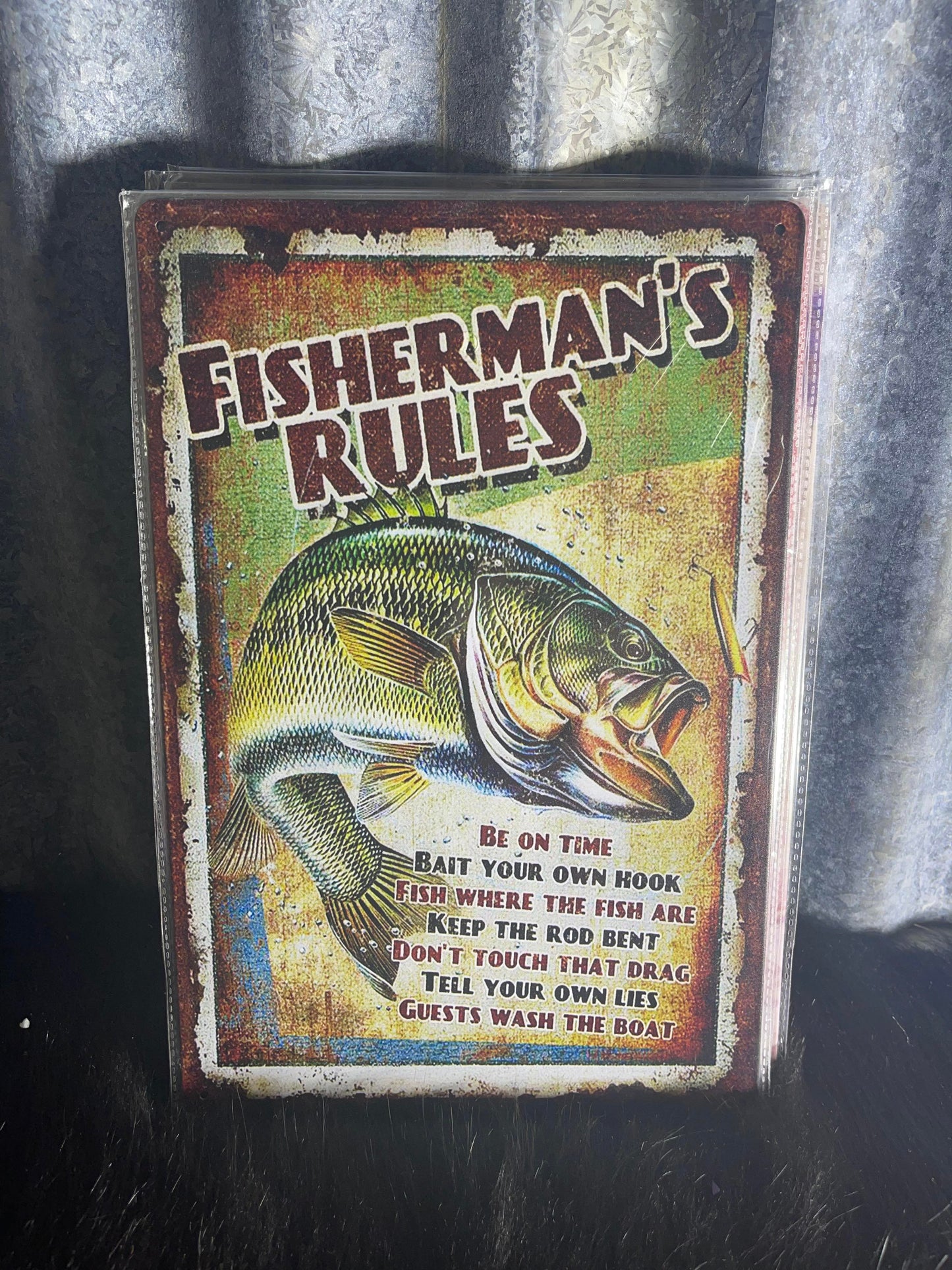 Tin Sign - Fisherman's rules