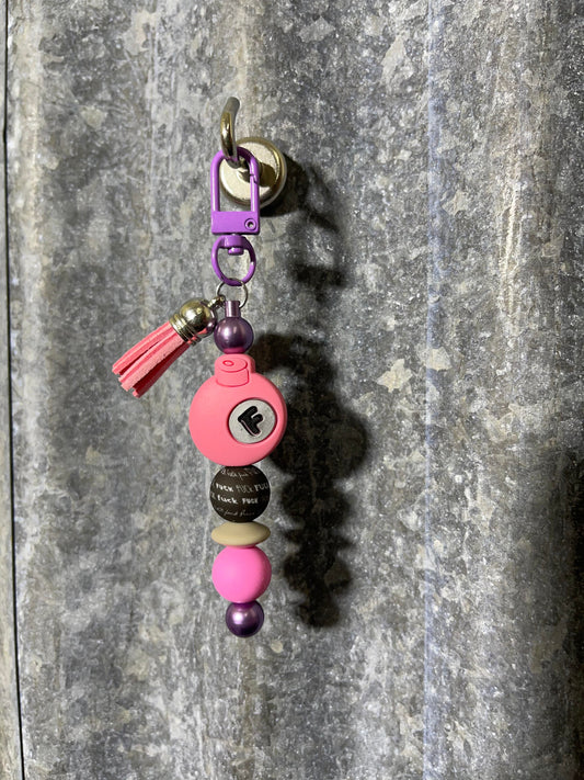 Keyring, beaded - F Bomb