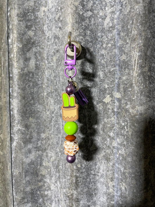 Keyring, beaded - Cactus