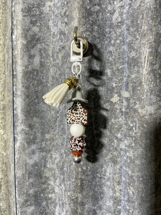 Keyring, beaded - Cowboy tag