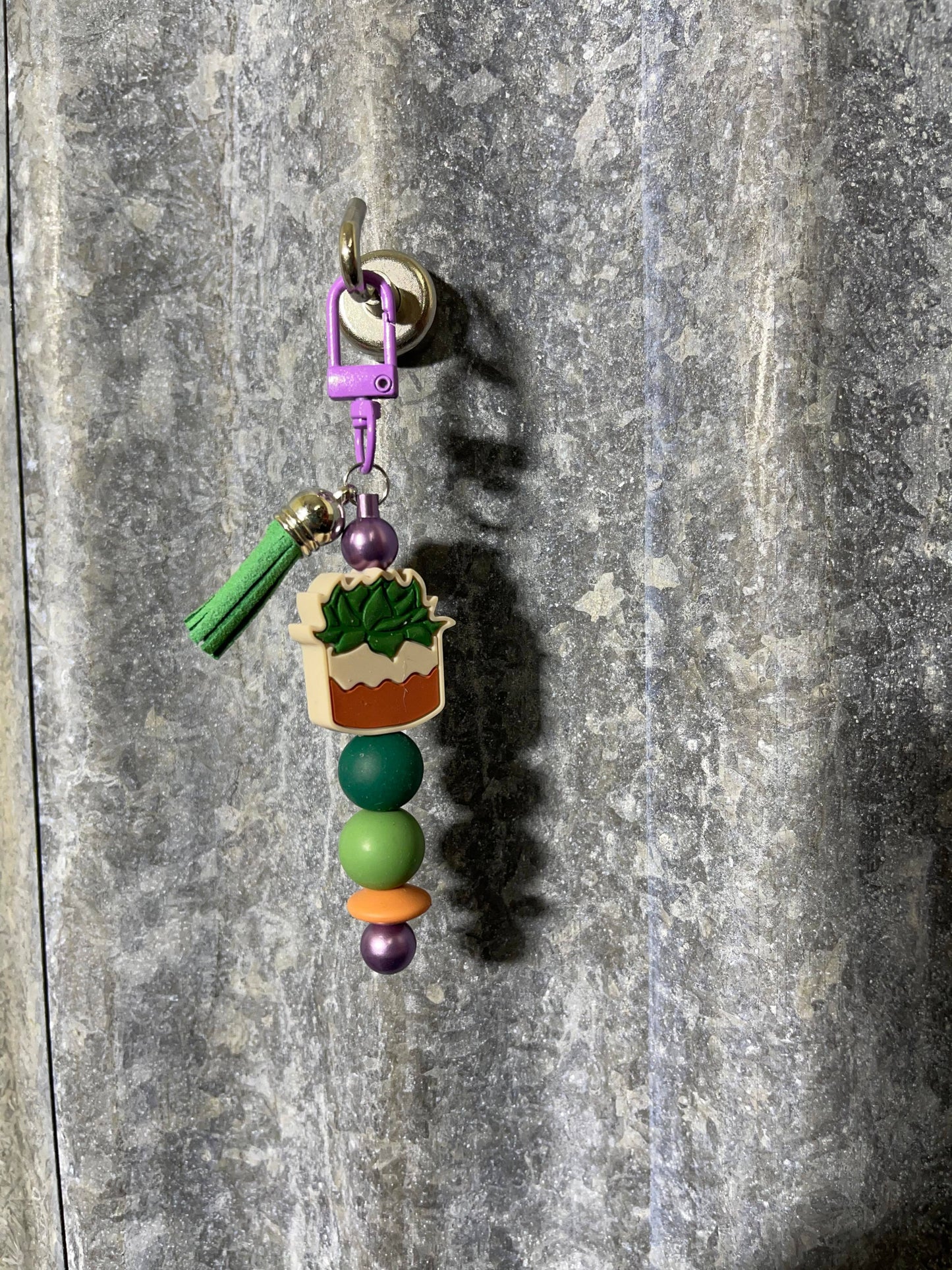 Keyring, beaded - Succulent