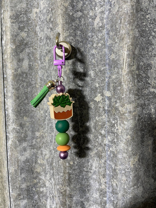 Keyring, beaded - Succulent