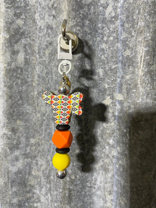 Keyring, beaded - Aztec cow head