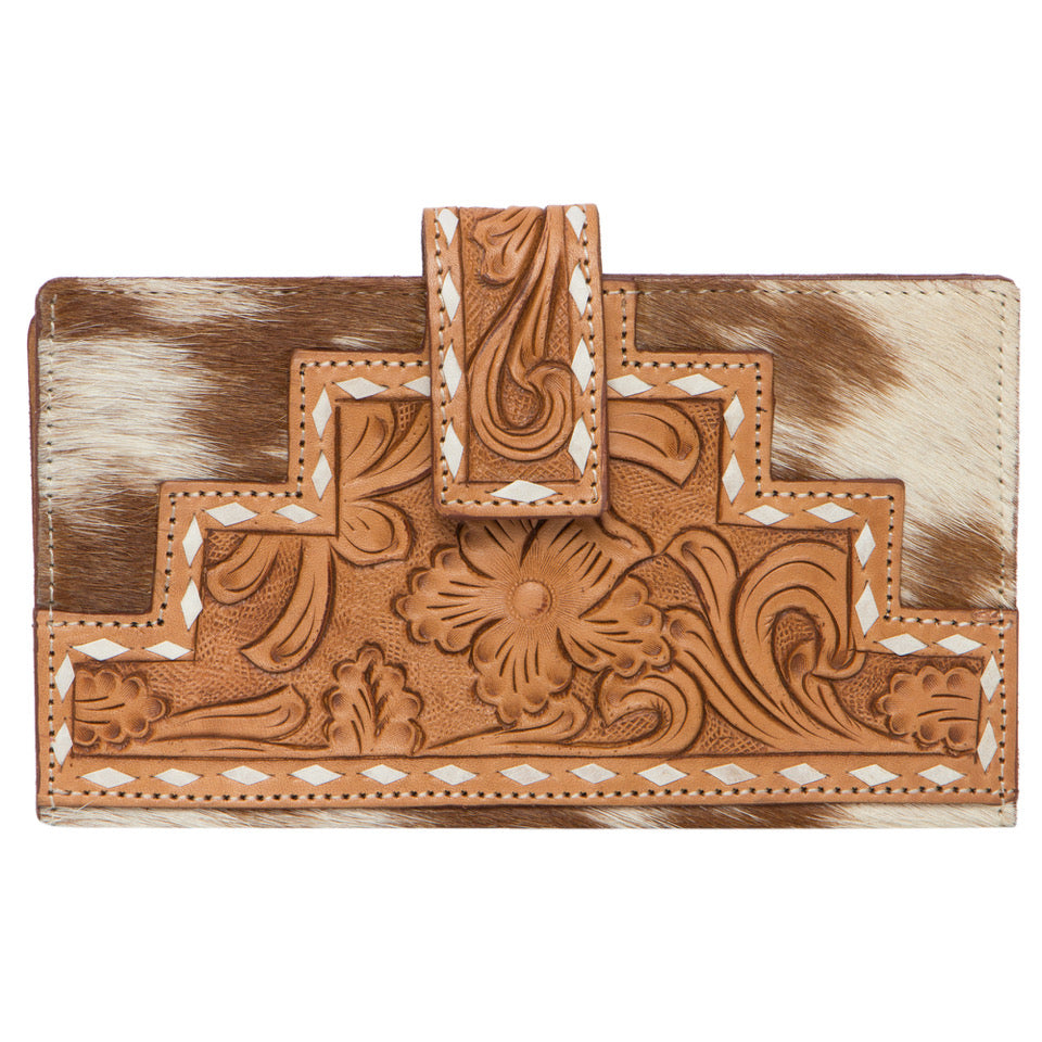 Tooling Leather Slim Button Wallet –  Manta TAN