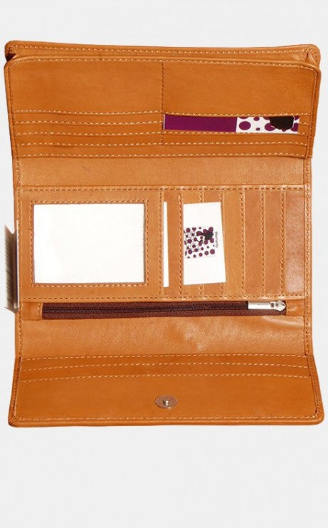 Ladies Trifold Wallet – Vegas - Jersery Hairon and tan Leather