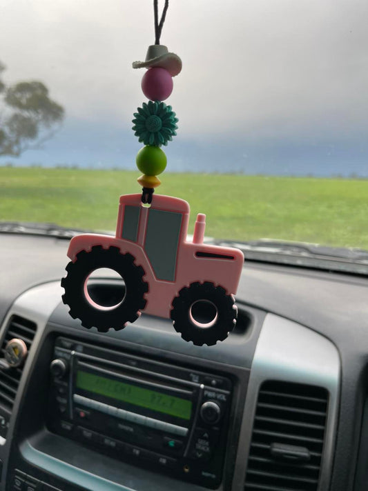 Car charm, Pink tractor