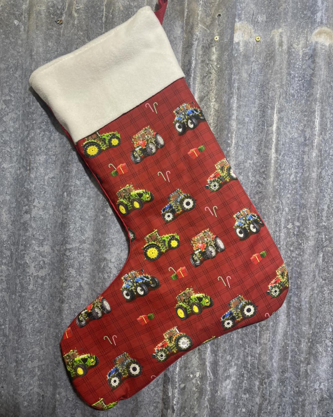 Christmas Stocking - Red tractors