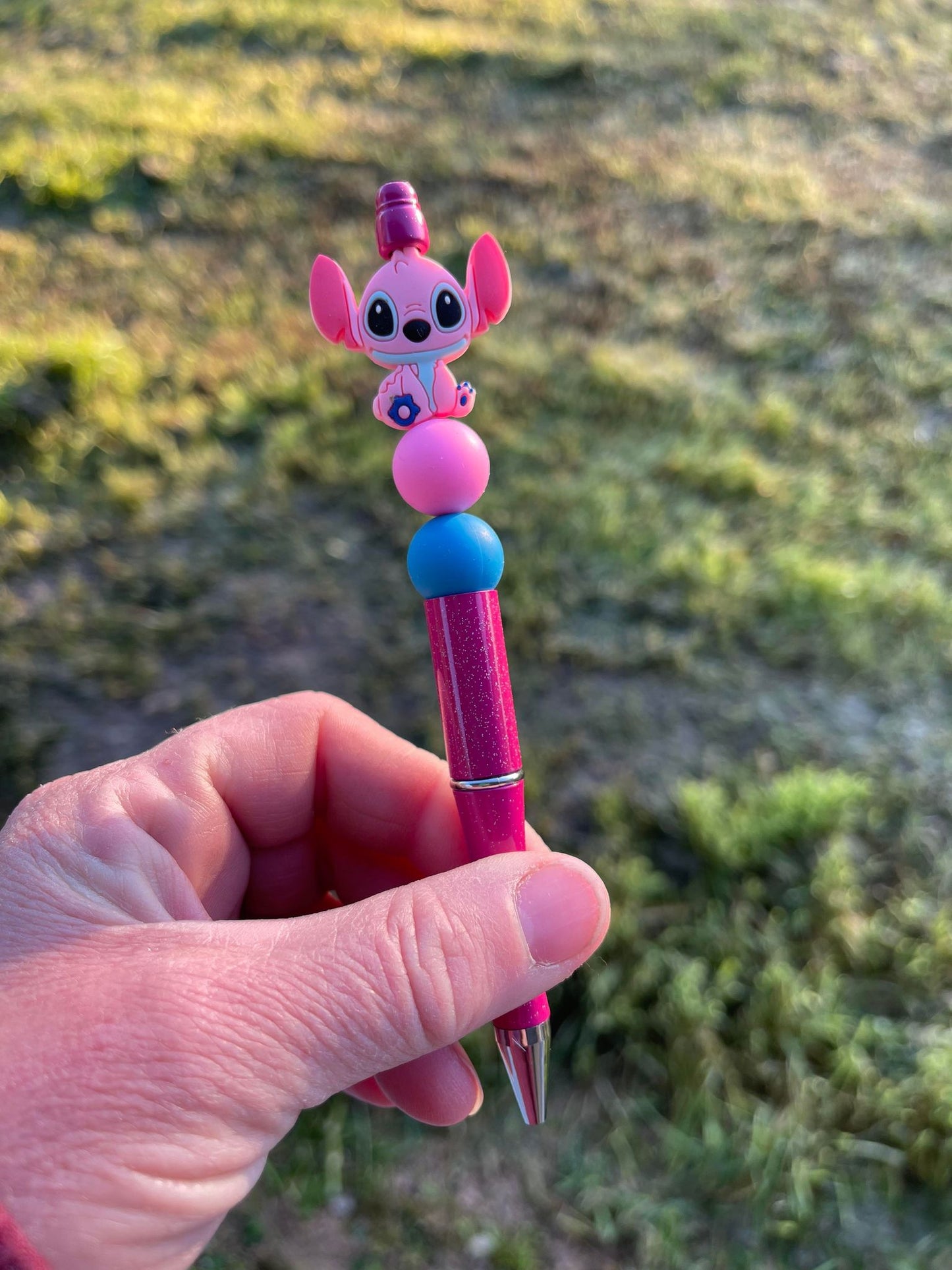 Stitch pink beaded pen