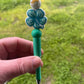 Teal floral beaded pen