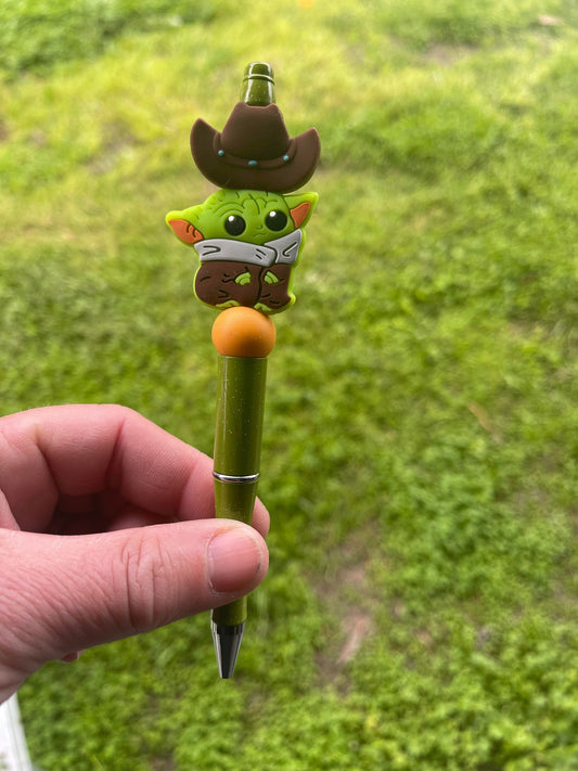Cowboy Yoda beaded pen